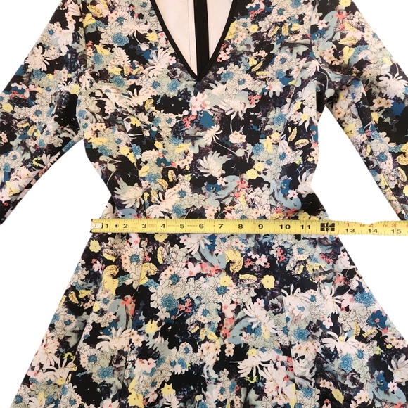 ERDEM Garden Blue Green Floral Fit Flare A Line Dress Neoprene Exposed Zip US 4 - Picture 4 of 6